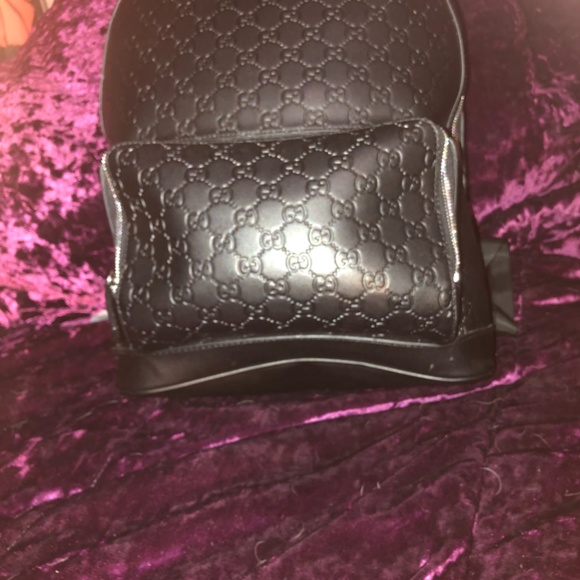 Gucci black leather embossed GG backpack main image 13